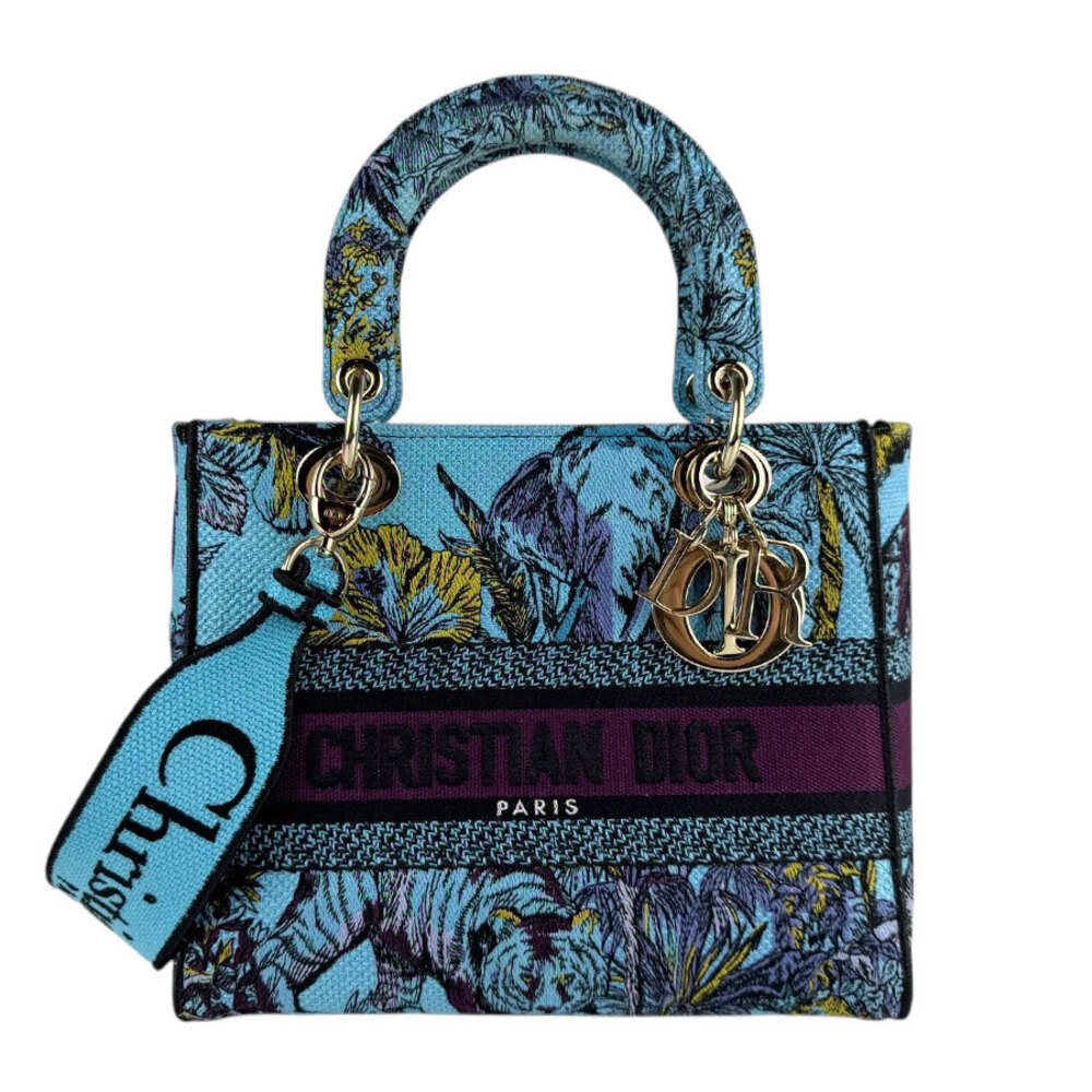 Christian Dior Lady Delight Canvas 2way Shoulder Bag Blue